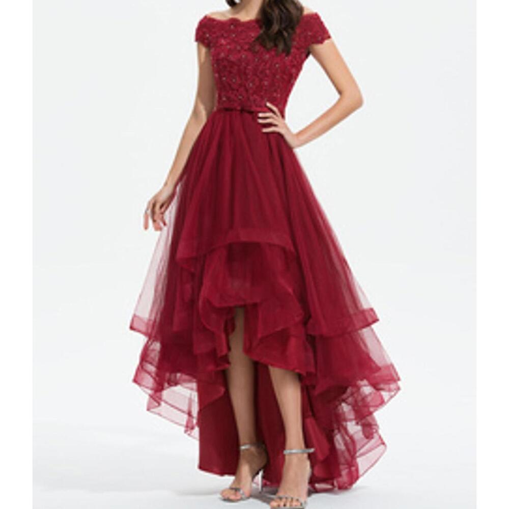 NWT JJ's House Alison Burgundy Lace Rhinestone Gown Dress 6